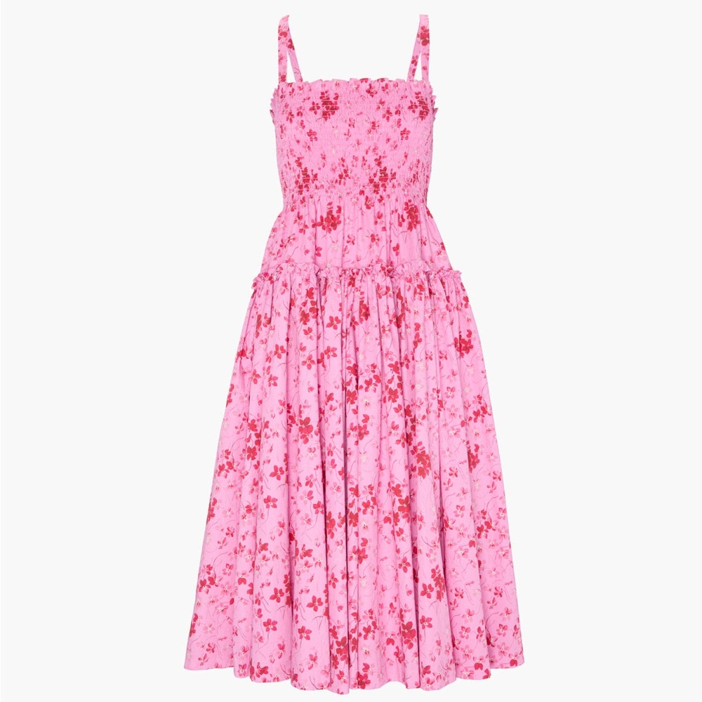 Hill House The Seraphina Midi Nap Dress - Pink Sweet Peas XS